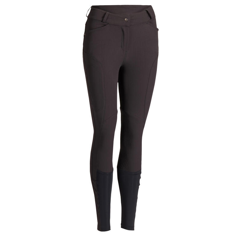 Reithose 560 Jump Kniebesatz Grip Damen schwarz