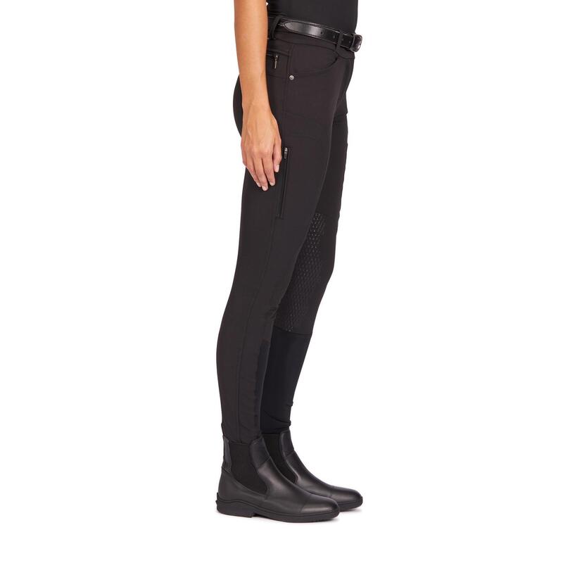 Reithose 560 Jump Kniebesatz Grip Damen schwarz