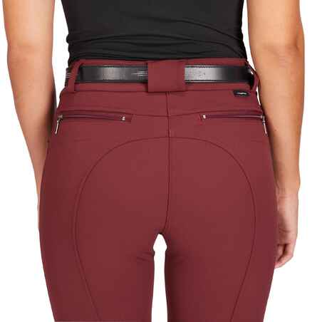 560 Jump Women's Horse Riding Silicone Patch Jodhpurs - Burgundy