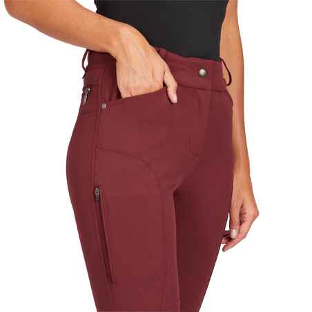 560 Jump Women's Horse Riding Silicone Patch Jodhpurs - Burgundy