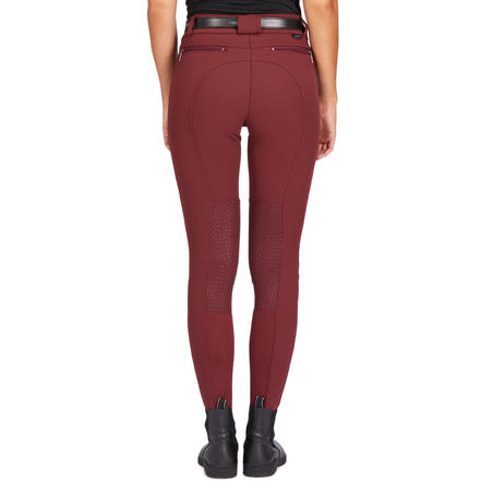 Pantalon équitation femme 560 JUMP basanes silicone bordeaux