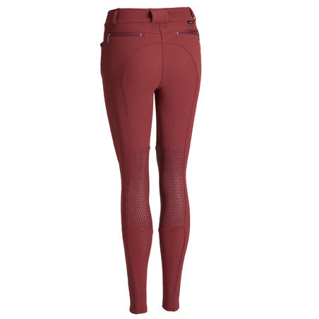 Pantalon équitation femme 560 JUMP basanes silicone bordeaux - Decathlon