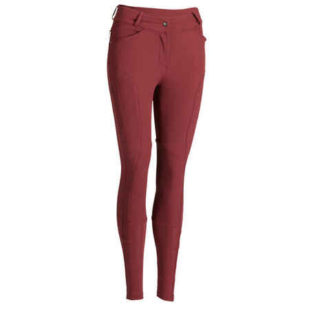 560 Jump Women's Horse Riding Silicone Patch Jodhpurs - Burgundy