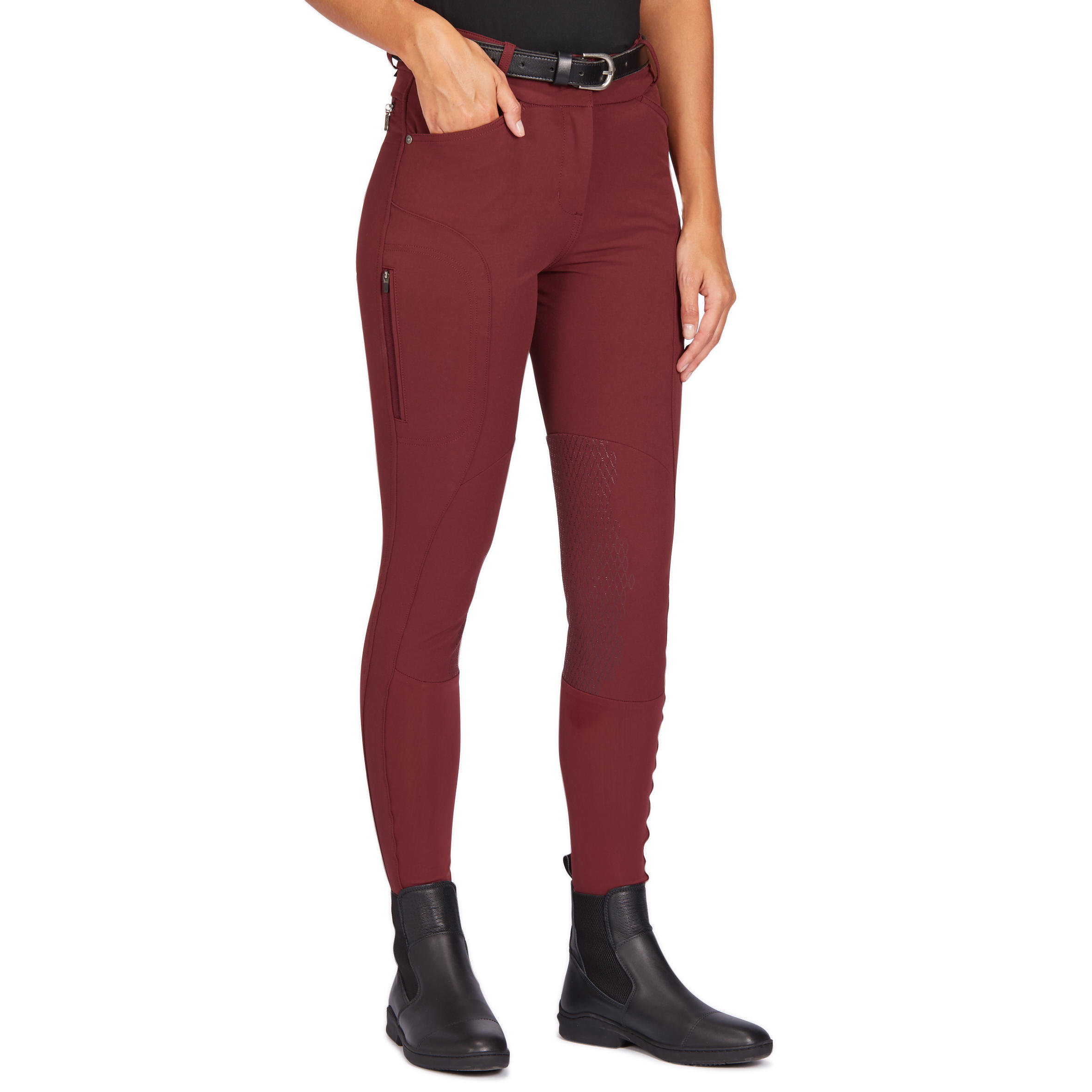 560 Jump Women's Horse Riding Silicone Patch Jodhpurs - Burgundy 3/12