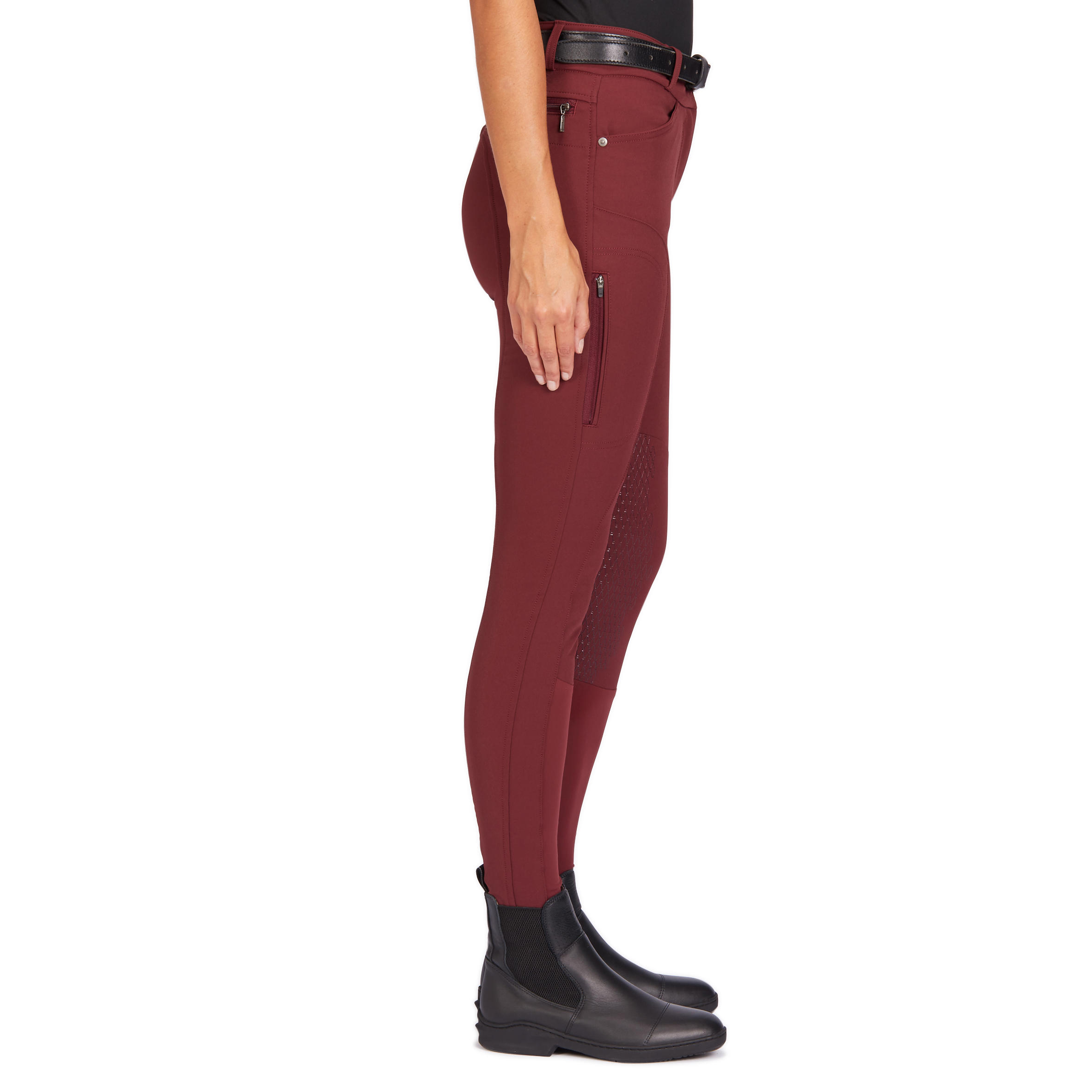 560 Jump Women's Horse Riding Silicone Patch Jodhpurs - Burgundy 4/12