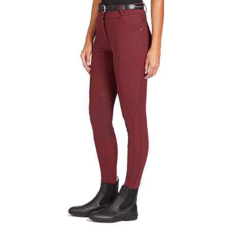 560 Jump Women's Horse Riding Silicone Patch Jodhpurs - Burgundy