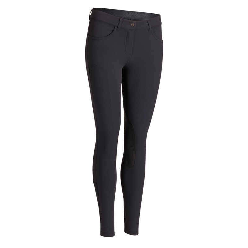 Women's Horse Riding Jodhpurs with Grippy Patches 500 - Black