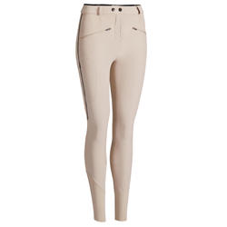 Pantaloni leggeri equitazione donna 500 MESH beige
