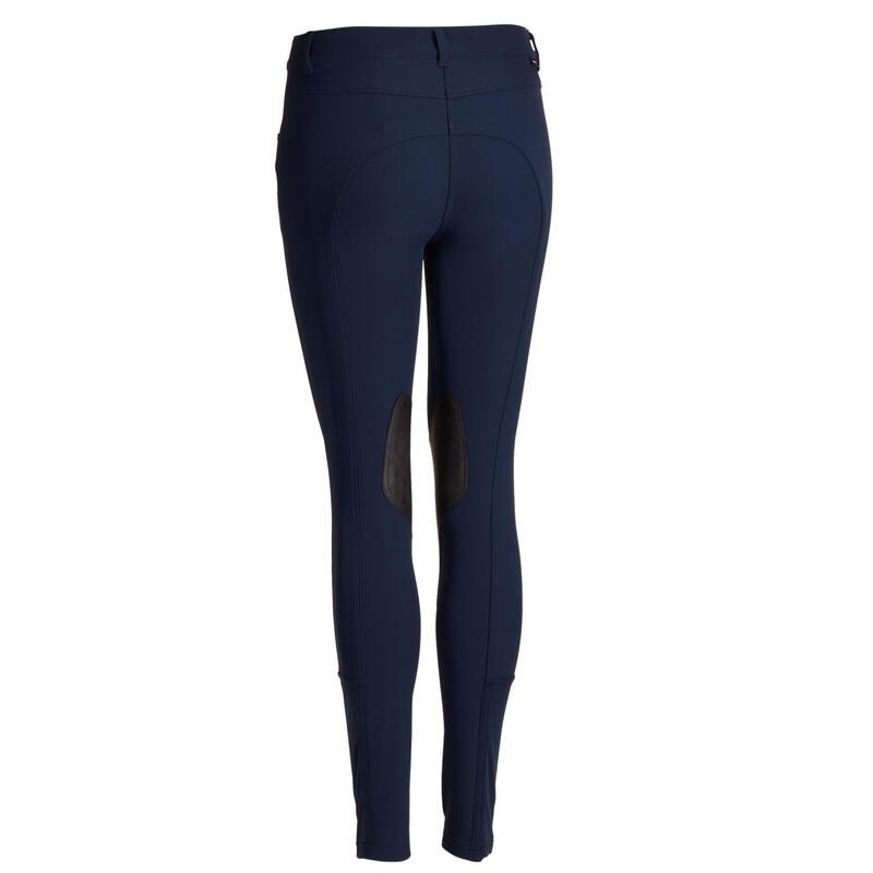 Rijbroek voor dames 500 antislip zitvlak marineblauw