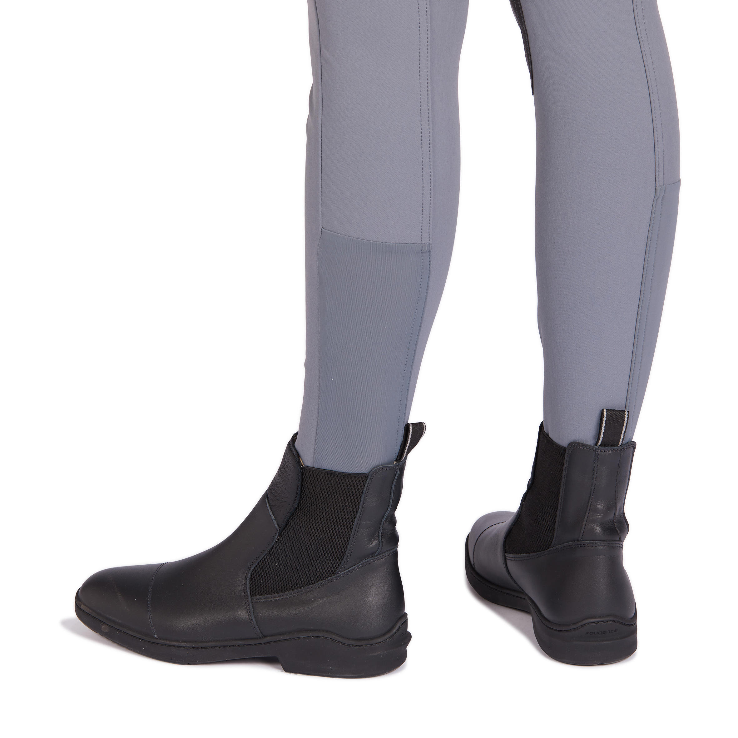 Бриджи женские с коленной леей из кожезаменителя 500 серые FOUGANZA