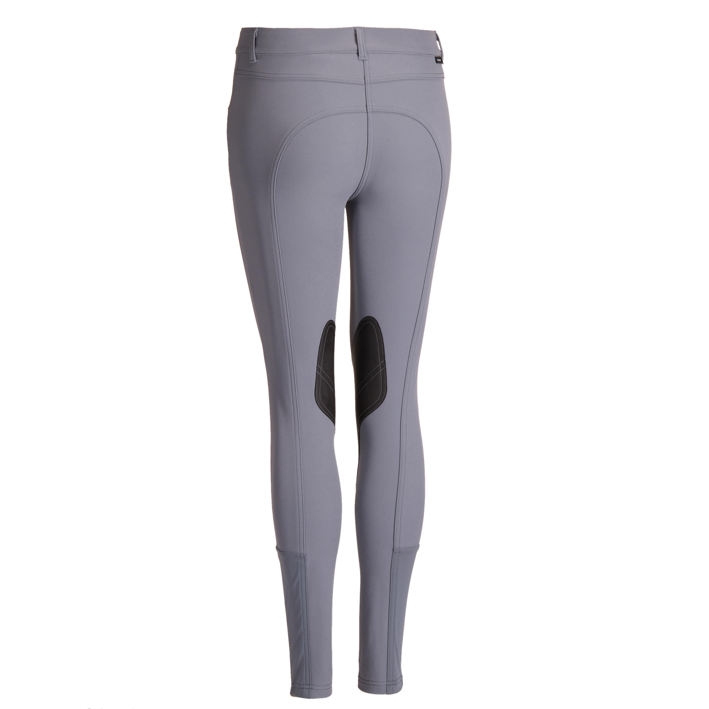 Бриджи женские с коленной леей из кожезаменителя 500 серые FOUGANZA