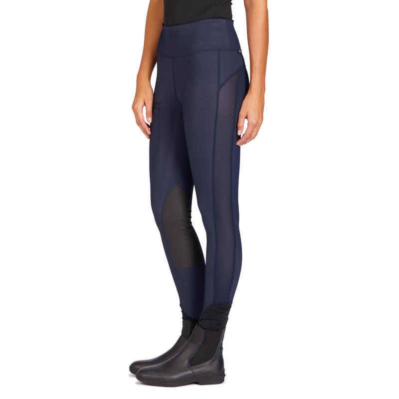 Women's Horse Riding Leggings 100 Light Navy Decathlon