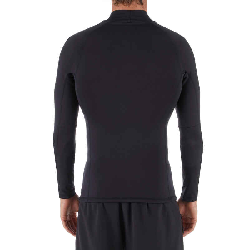 Men's surfing long-sleeve thermal fleece top T-shirt 900 - Black