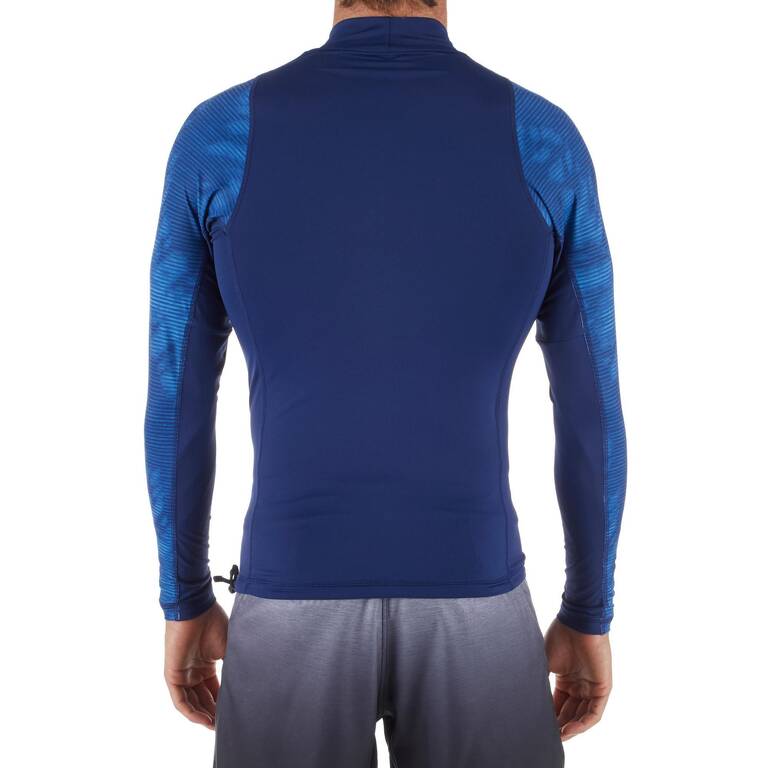 Men's surf top 500 long sleeve anti uv t-shirt blue comos