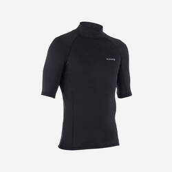 Men's surfing short-sleeve thermal fleece top T-shirt 900 - Black