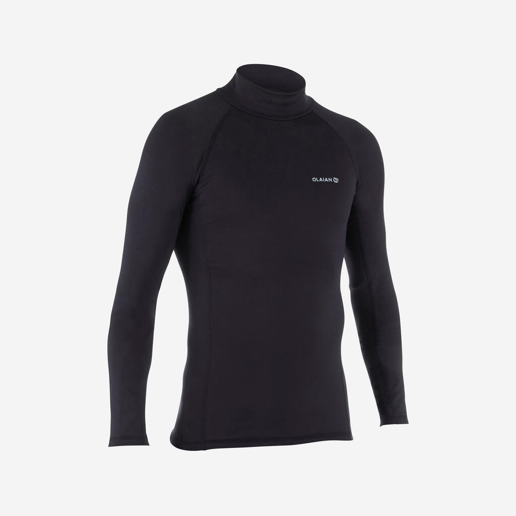 Men's surfing long-sleeve thermal fleece top T-shirt 900 - Black