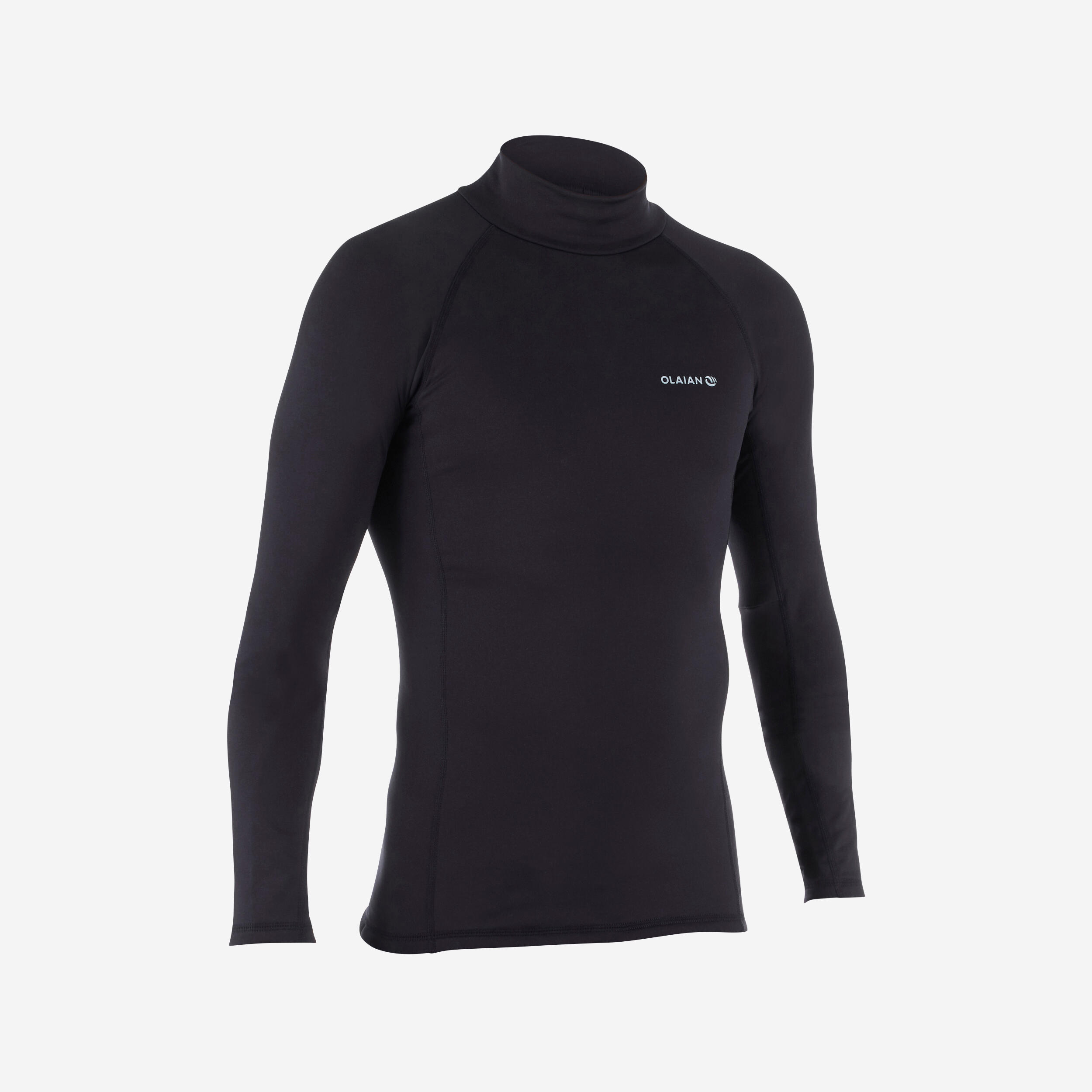 Men's surfing long-sleeve thermal fleece top T-shirt 900 - Black 1/5