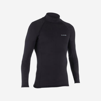 Rashguard met fleece voor surfen heren 900 lange mouwen zwart