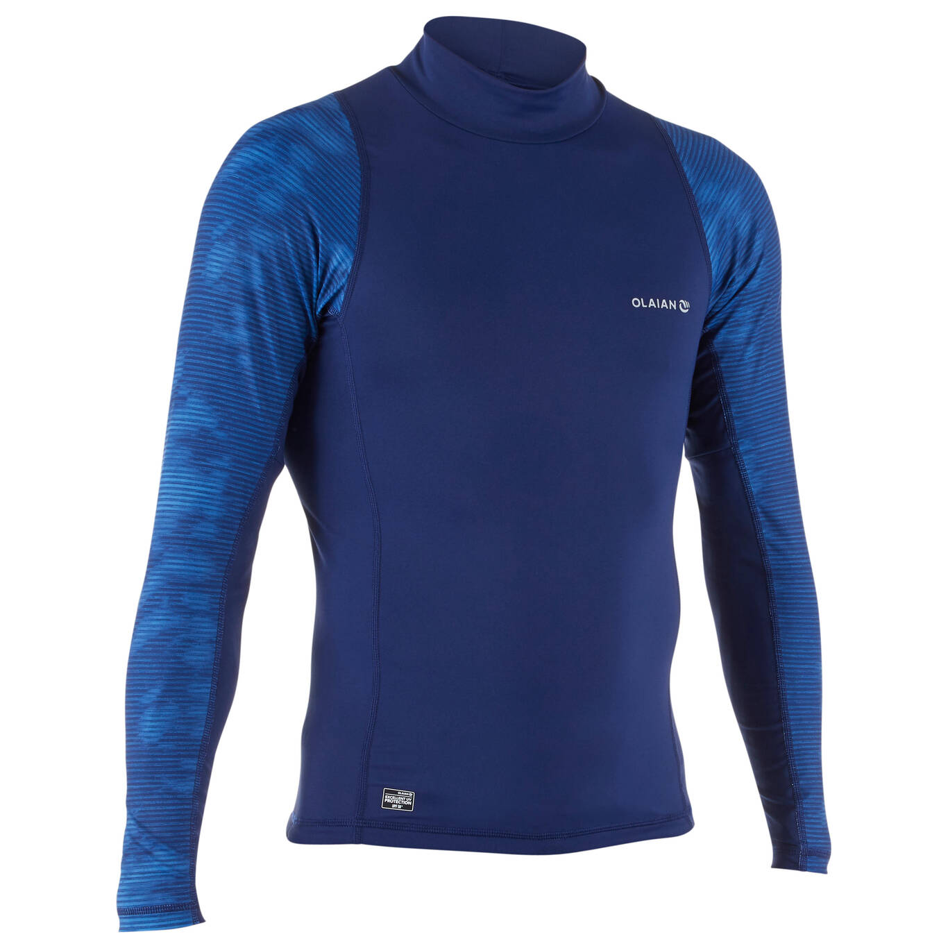 Men's surf top 500 long sleeve anti uv t-shirt blue comos