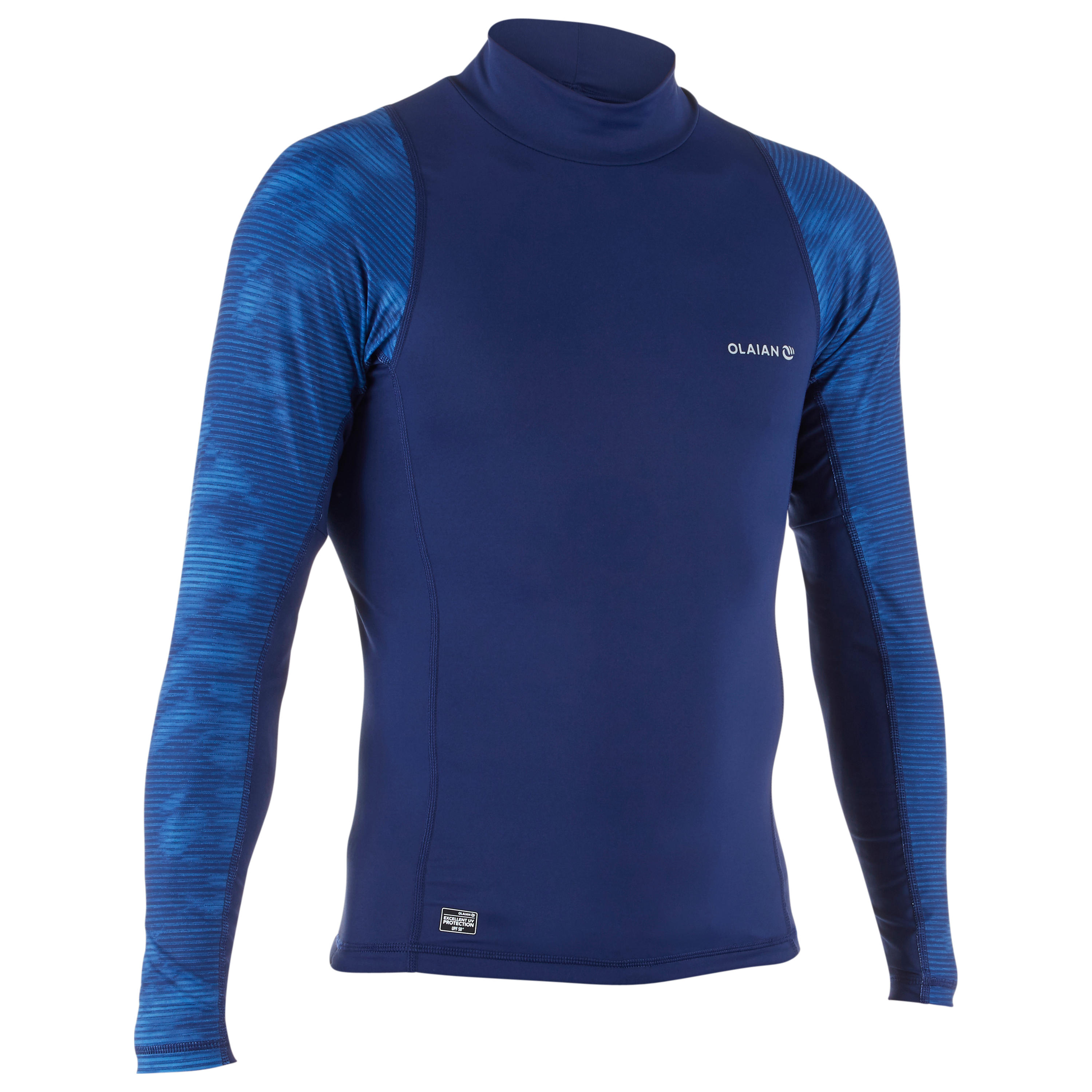 Olaian Uv Werende Rashguard 500 Met Lange Mouwen Voor Heren Blauw olaian kopen in de aanbieding