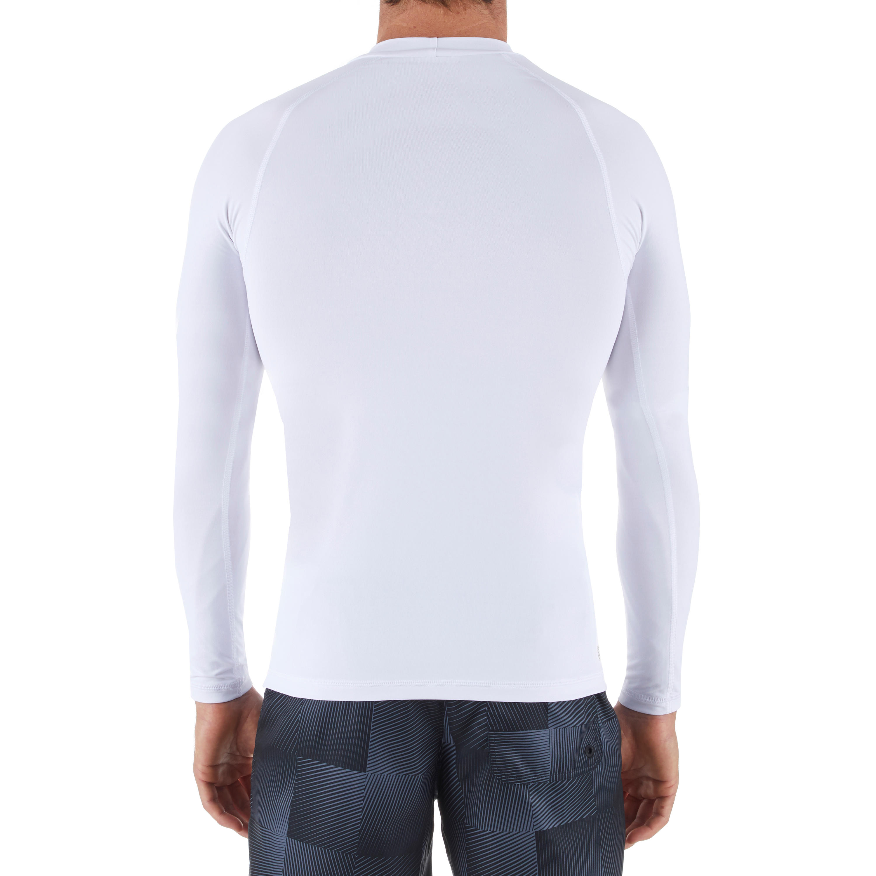 Olaian 100 Men's Long Sleeve UV Protection Surfing Top T-Shirt - White