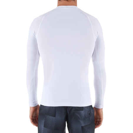 חולצת גלישה ארוכה 100 עם הגנת UV לגברים - לבן