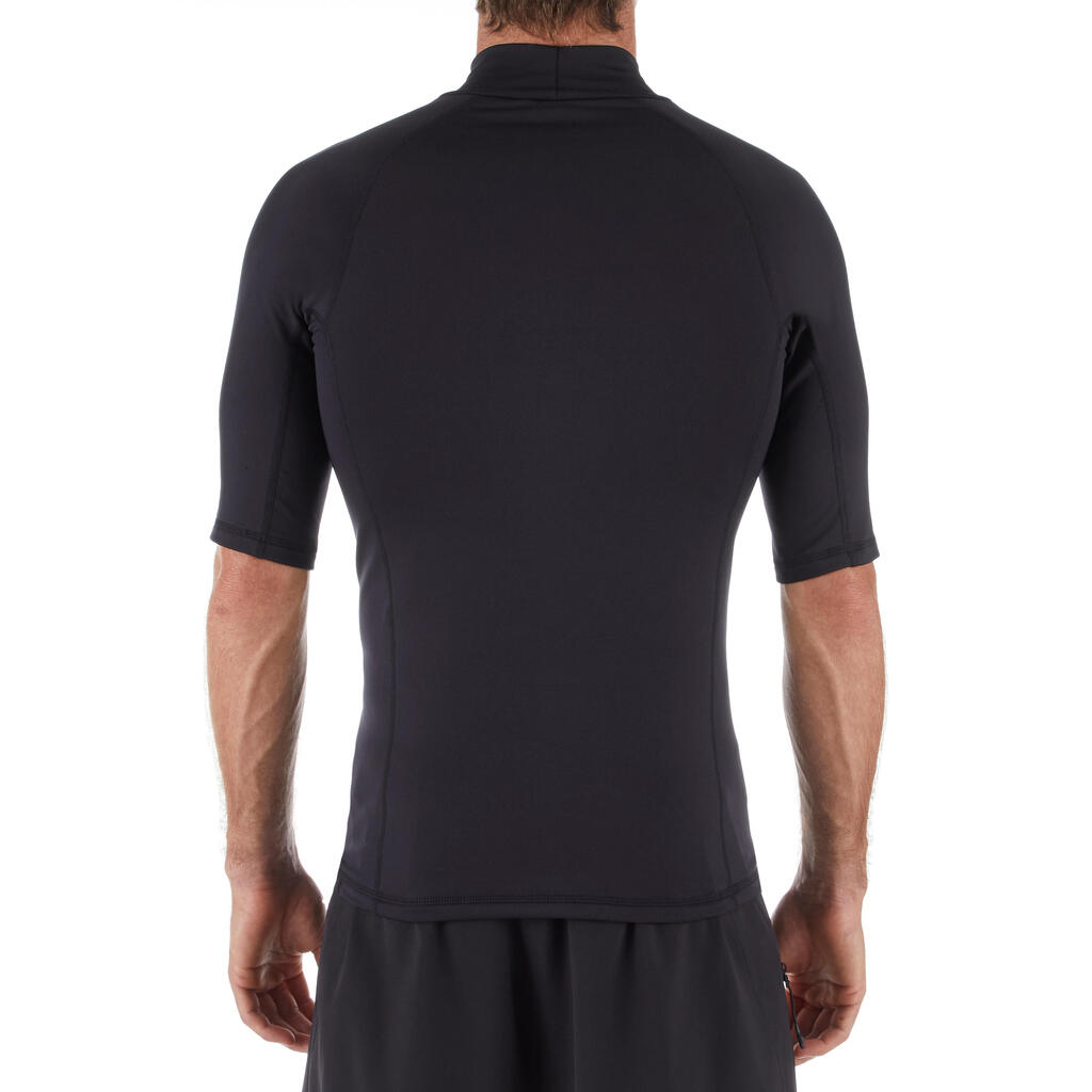 Pánske hrejivé tričko 900 proti UV žiareniu s krátkym rukávom na surf čierne