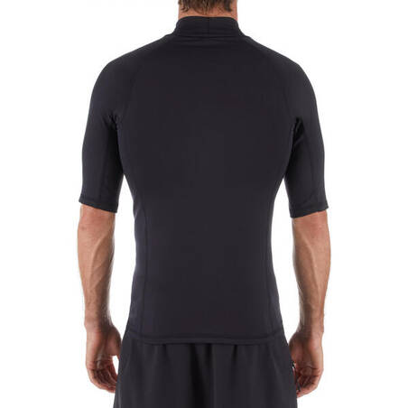 Men's surfing short-sleeve thermal fleece top T-shirt 900 - Black