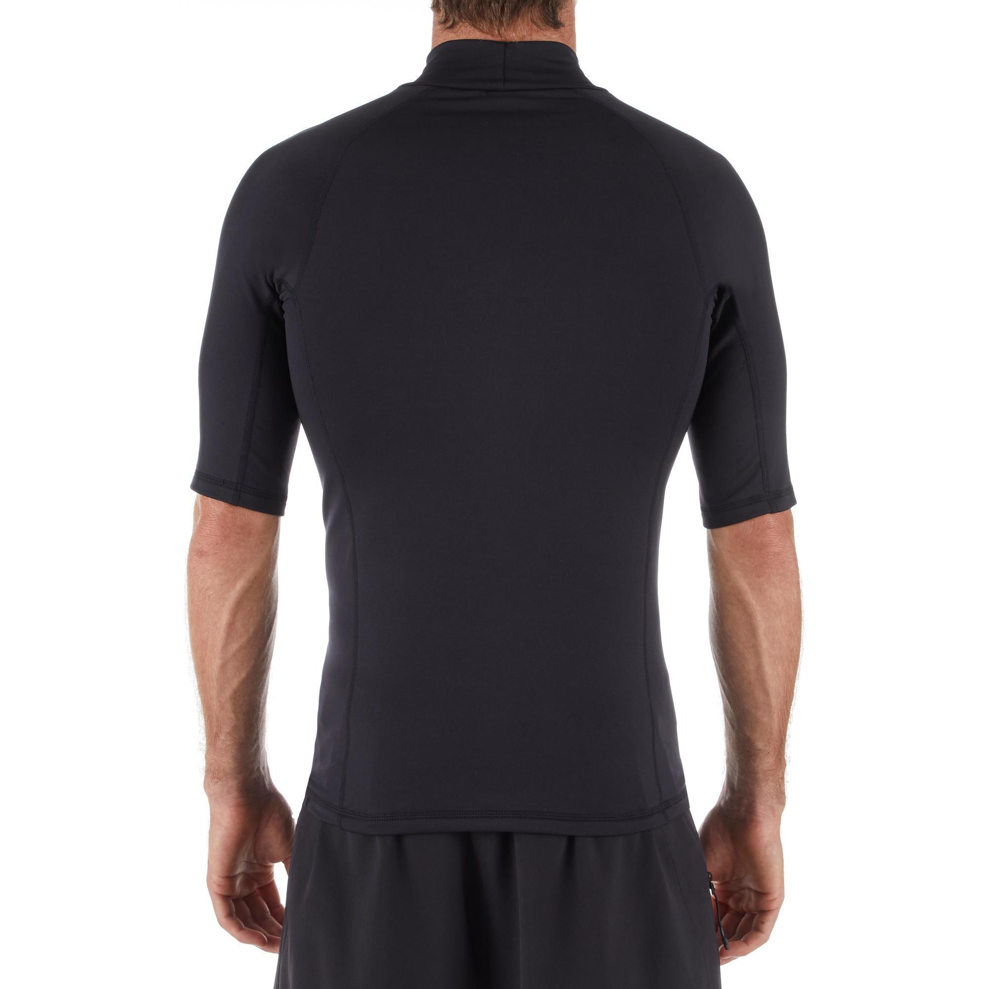 Tee shirt surf top thermal 900 fleece Men's Short Sleeve Black