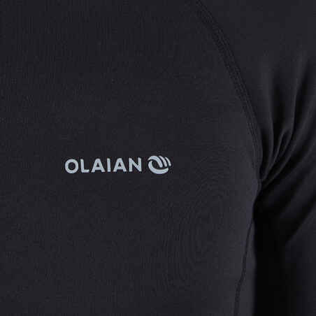 Men's surfing long-sleeve thermal fleece top T-shirt 900 - Black