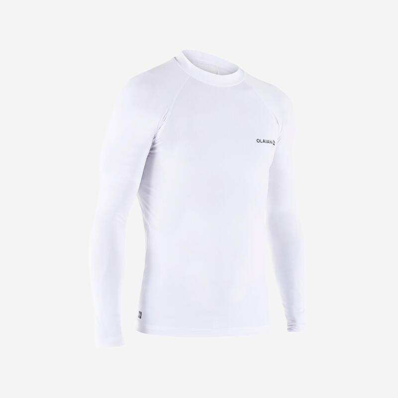 100 Men's Long Sleeve UV Protection Surfing Top T-Shirt - White