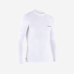Kaos Selancar Lengan Panjang Pria dengan Perlindungan UV 100 - Putih