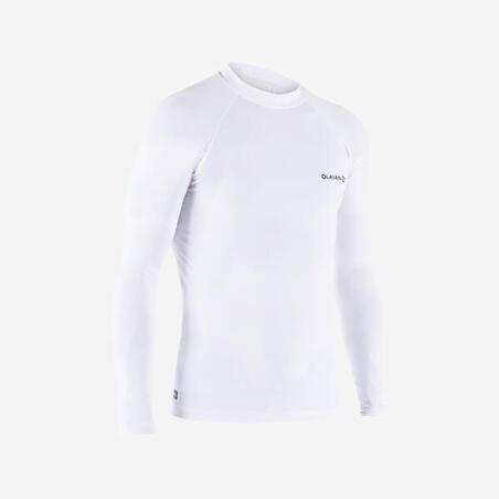 Чоловіча футболка 100 для серфінгу, з довгим рукавом та з УФ-захистом - Біла