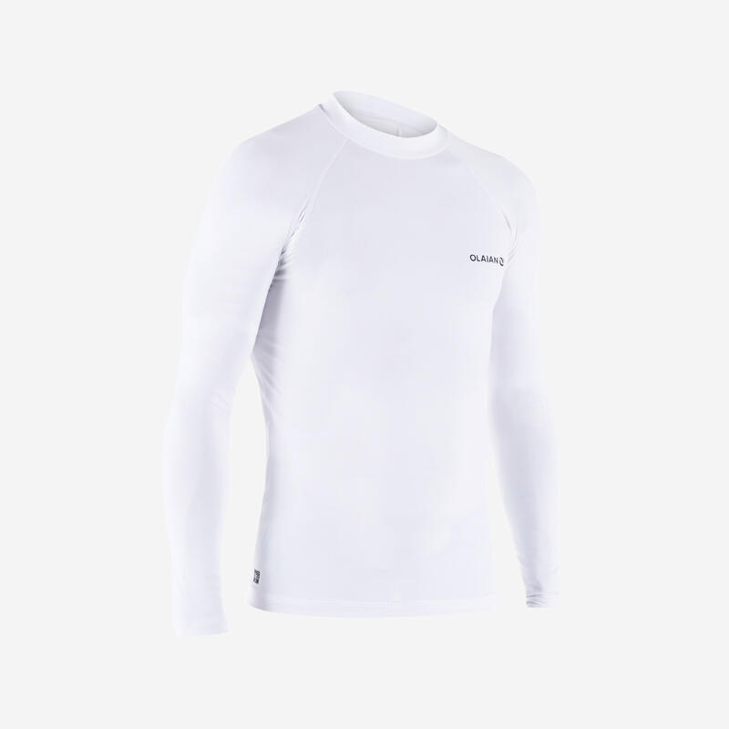 Camiseta anti-UV Surf Top 100 Hombre Blanco Manga Larga