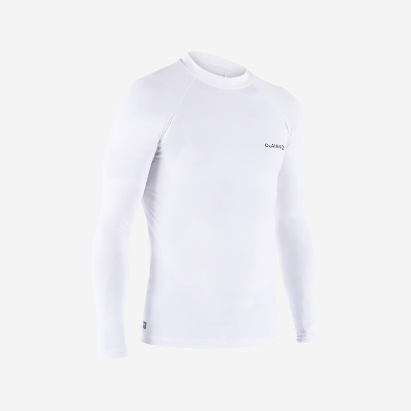 Uv-werend zwemshirt met lange mouwen voor surfen heren 100 wit