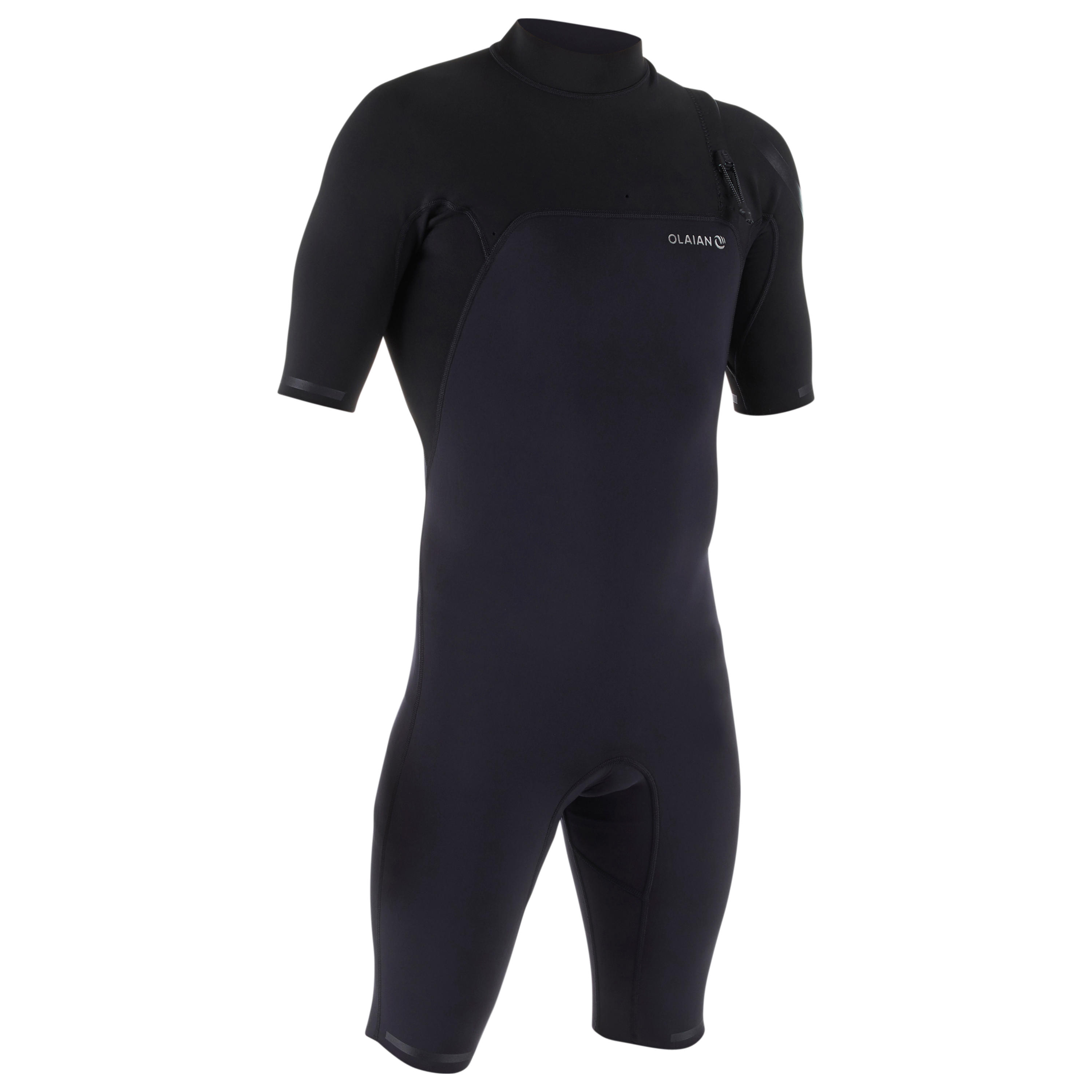 Uomo Muta da surf a maniche corte in neoprene 900 No Zip nero