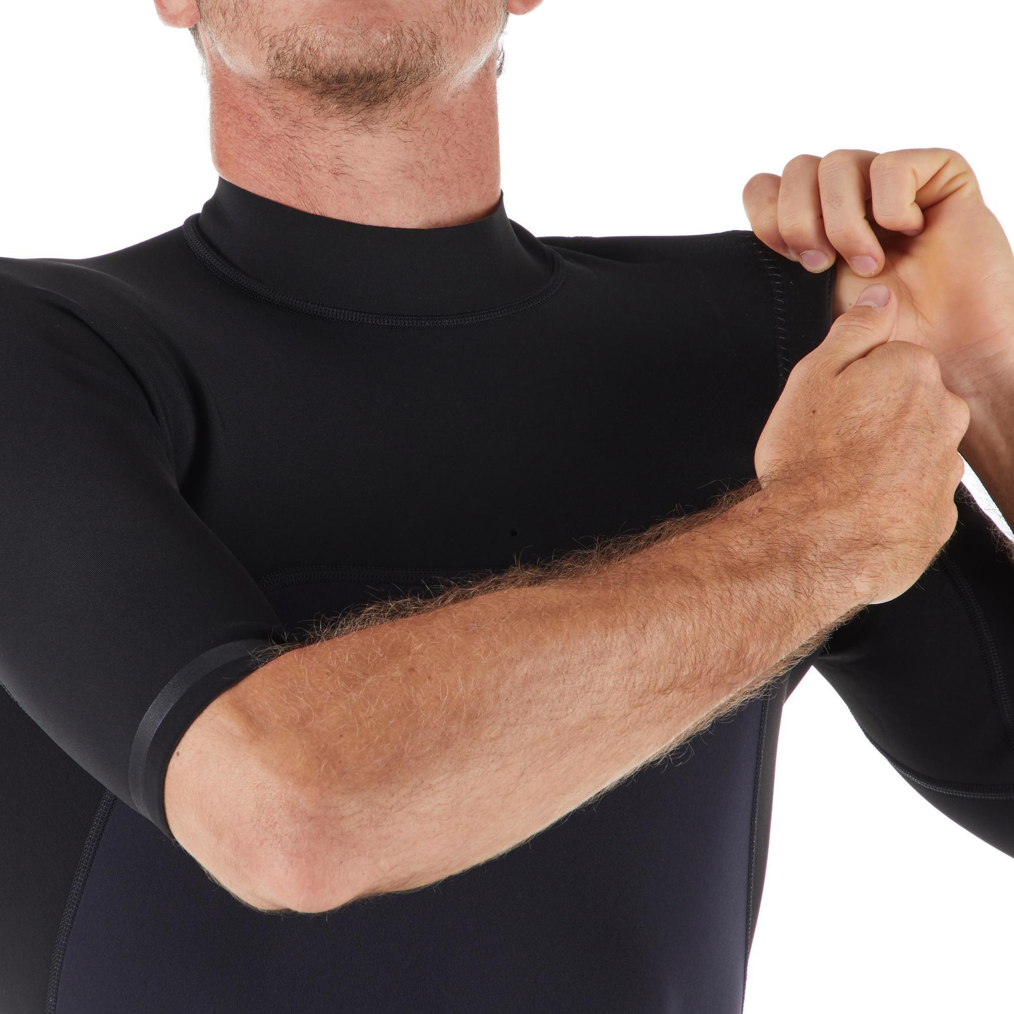 Short-sleeved 900 Neoprene No Zip Surf Wetsuit for Men Black