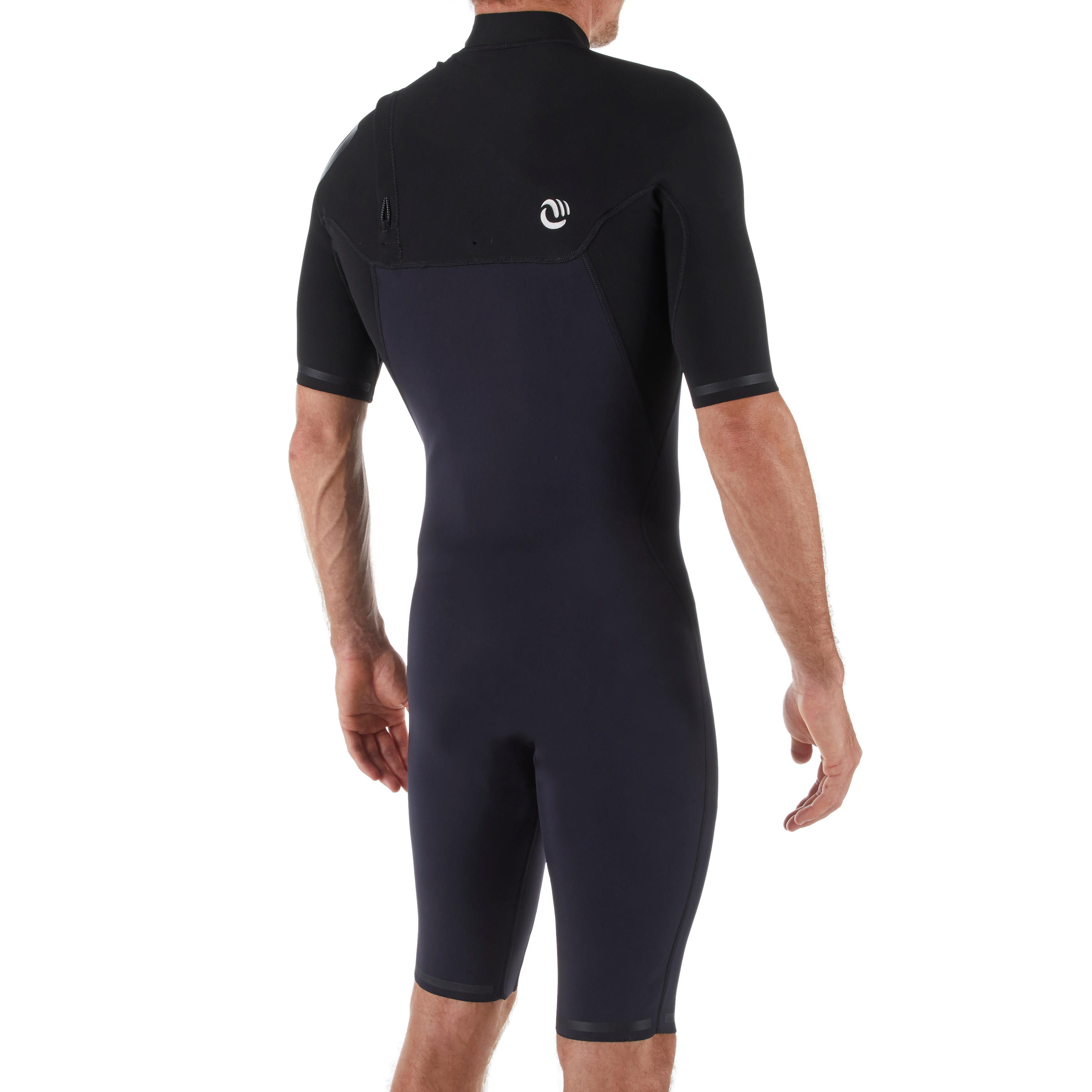 Men's surfing neoprene short-sleeved no zip shorty wetsuit 900 - Black 2/10