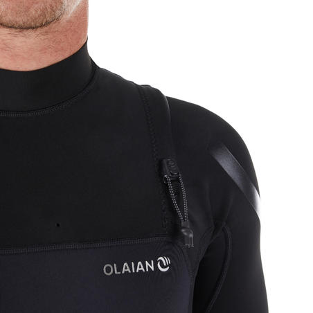 Men's surfing neoprene short-sleeved no zip shorty wetsuit 900 - Black