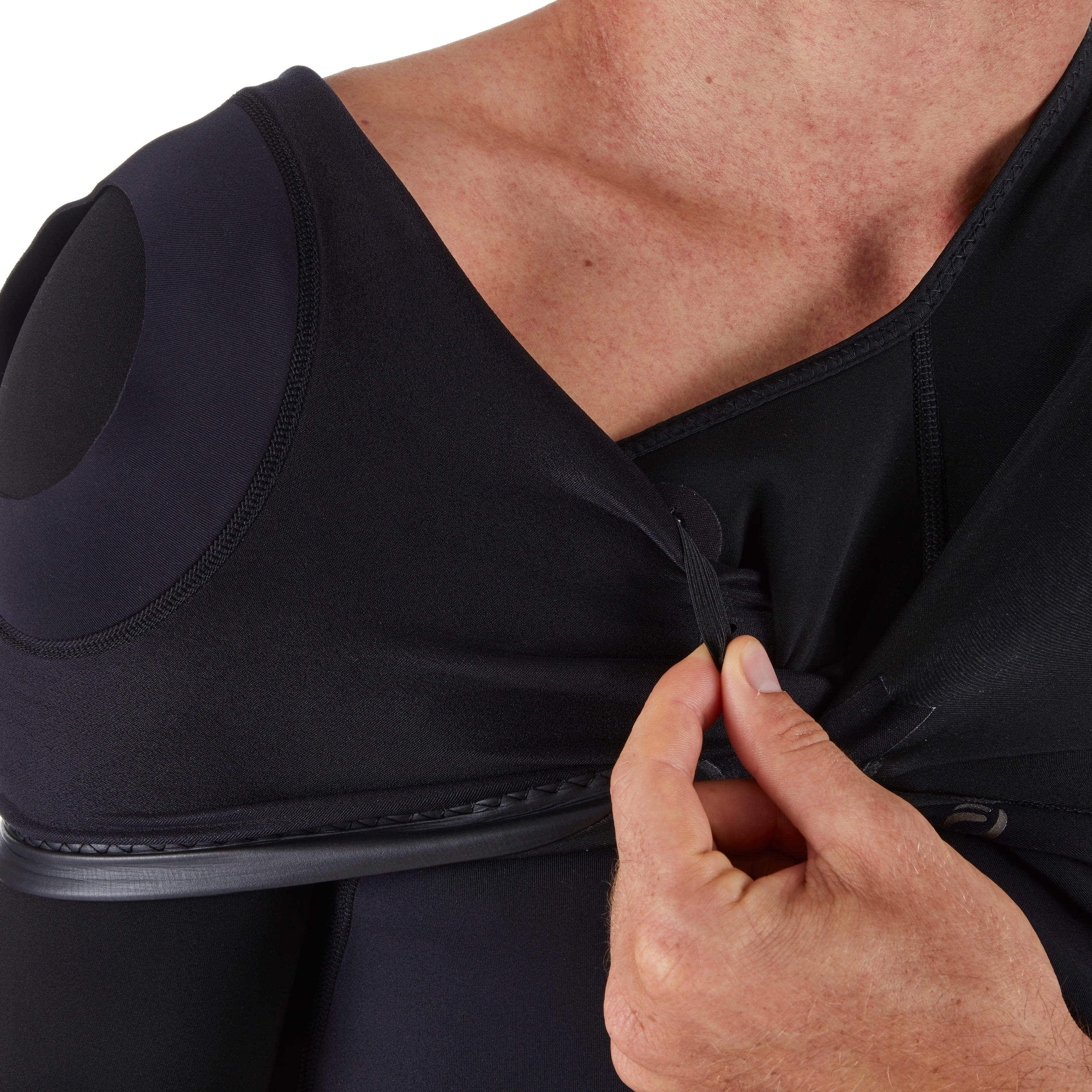 Men's surfing neoprene short-sleeved no zip shorty wetsuit 900 - Black 10/10