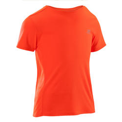 Tee Shirt Athlétisme run dry enfant rouge fluo