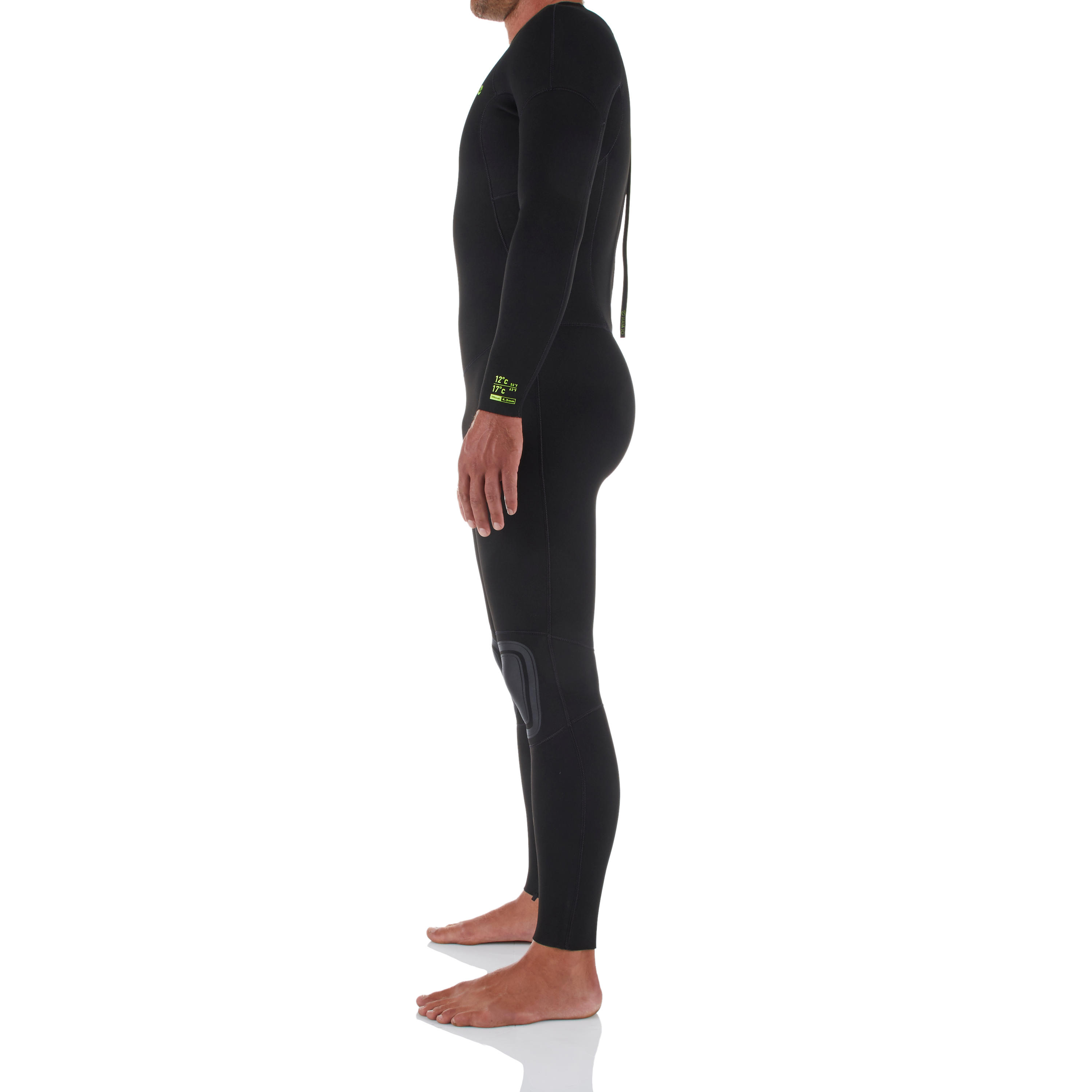 Men's Surfing 4/3 mm Neoprene Wetsuit 100 - Black 9/9