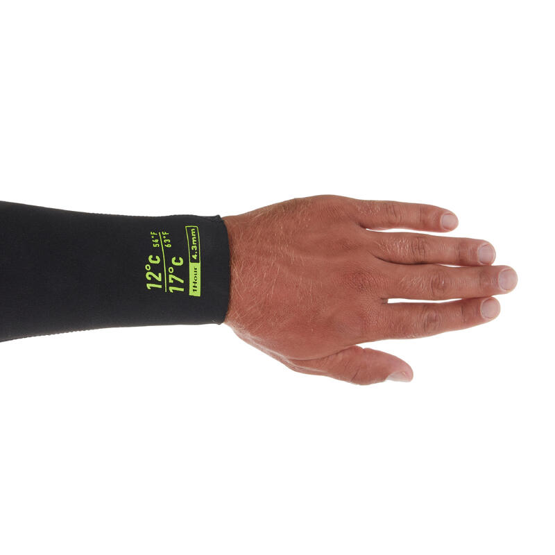 100 Neopren Kaplamalı Wetsuit - 4/3 mm - Erkek - Siyah