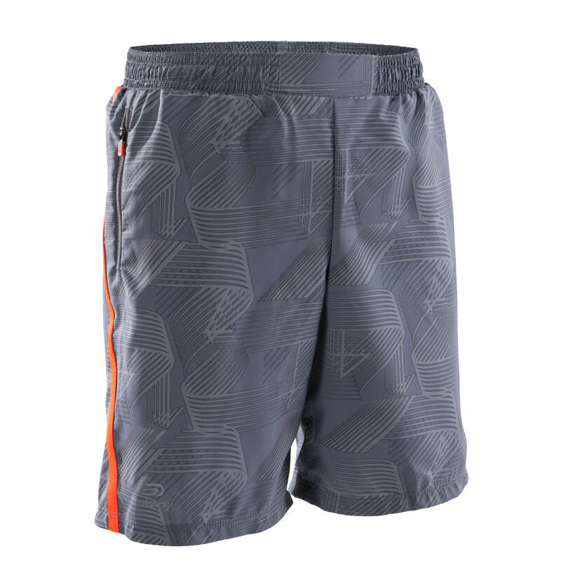 KIDS ATHLETICS CLOTHES ACCESS - CHILD BAGGY SHORTS GREY ORANGE KALENJI