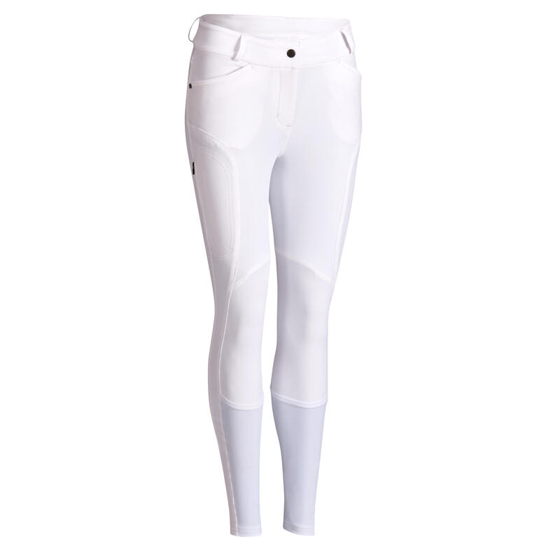 560 Grip Jump Women's Horse Riding Competition Silicone Patch Jodhpurs - White