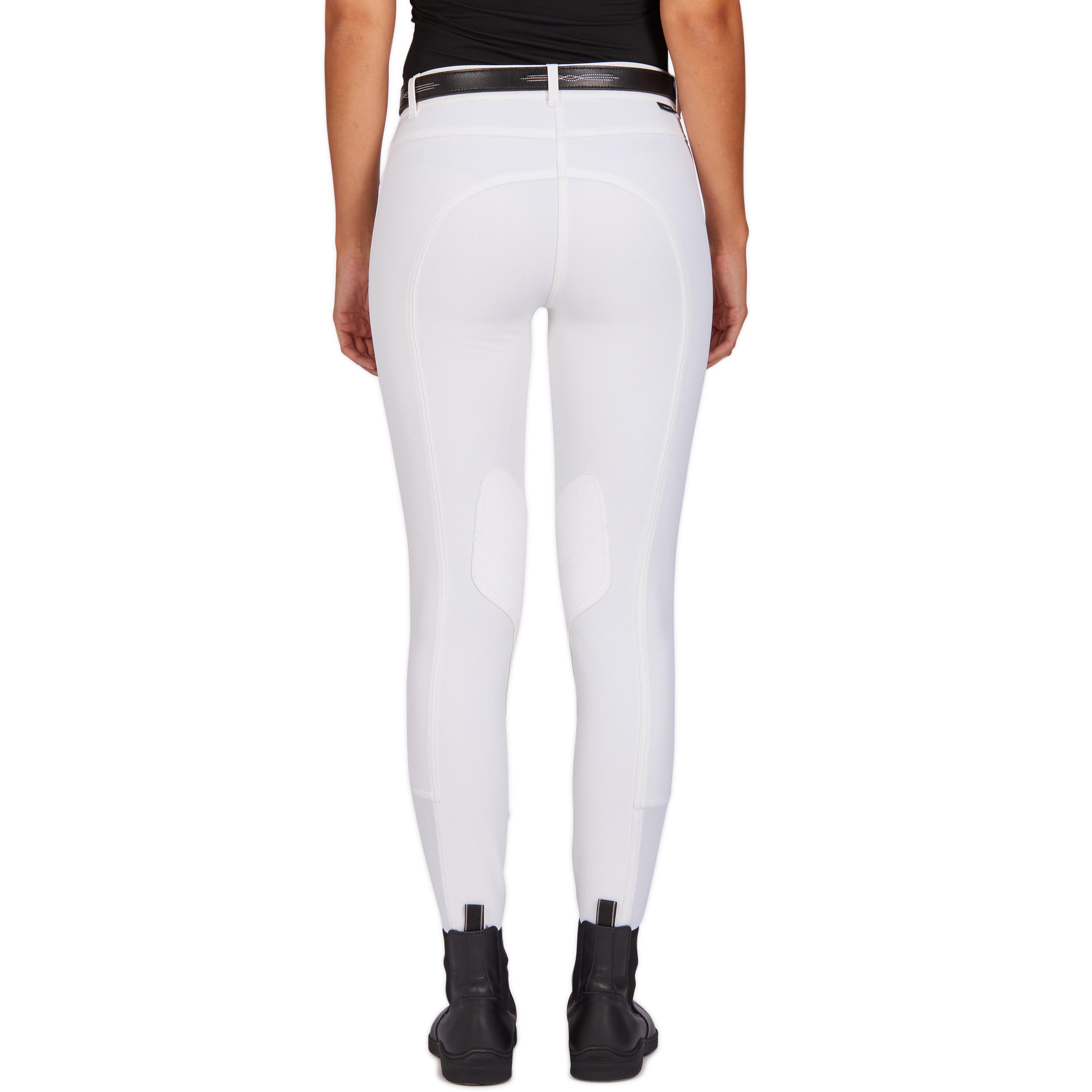 Бриджи для соревнований женские с коленной замшевой леей 500 FOUGANZA