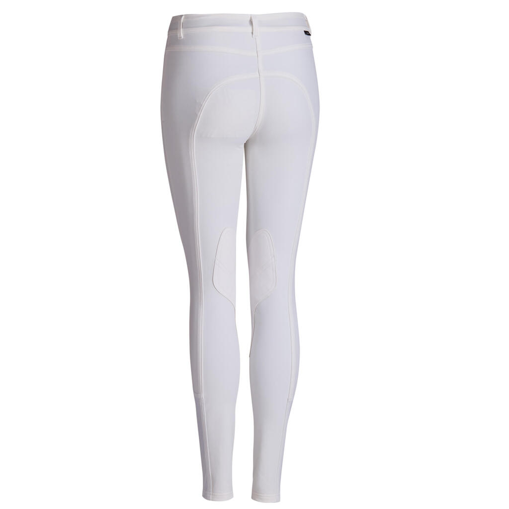 500 Women's Horse Riding Show Jodhpurs With Patches - White