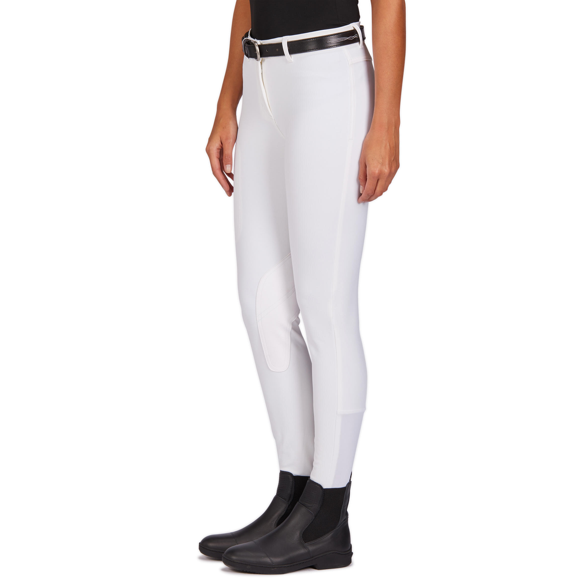 Бриджи для соревнований женские с коленной замшевой леей 500 FOUGANZA