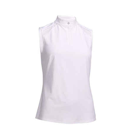 Bela ženska jahalna majica brez rokavov 500