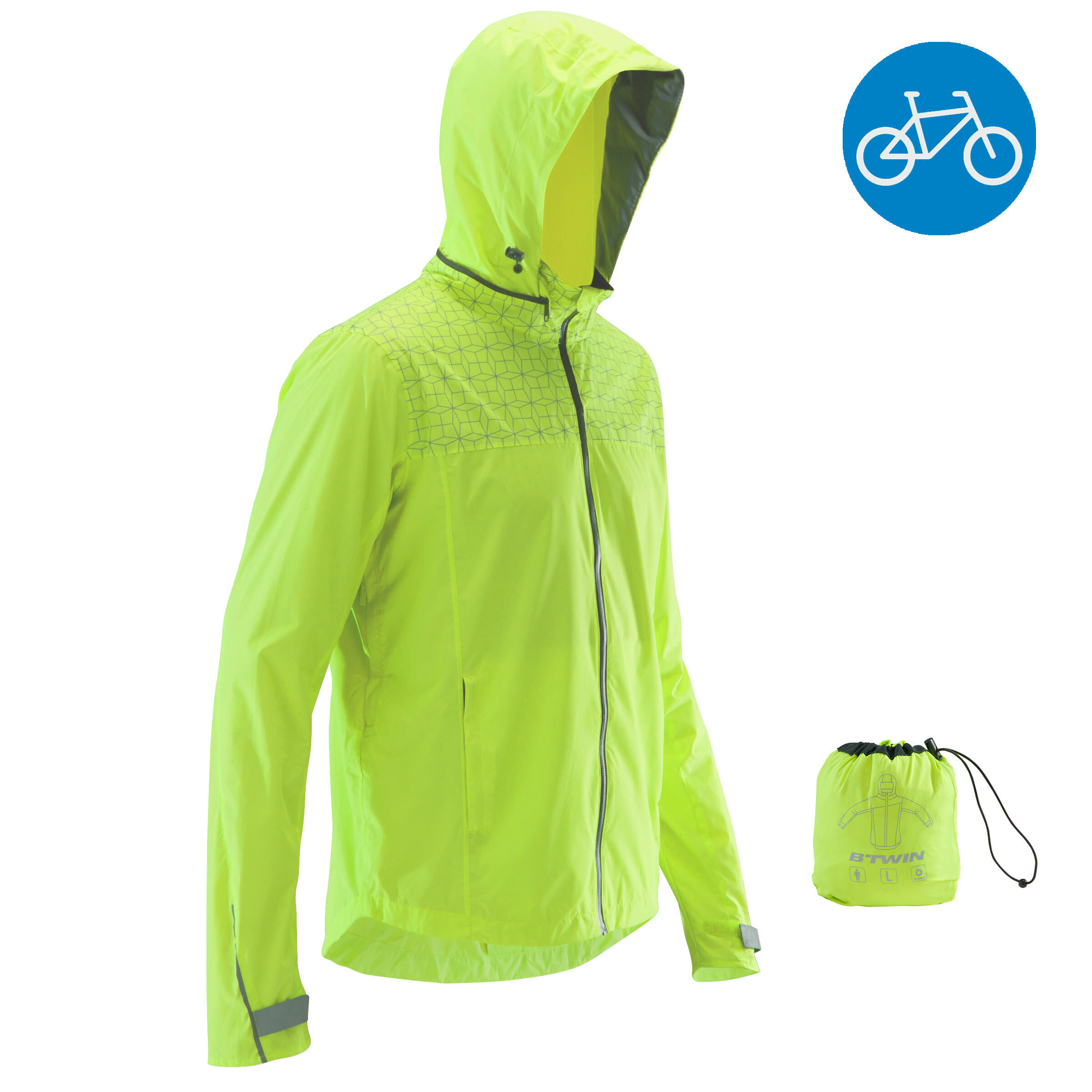 BTWIN 500 Cycling Rain Jacket - Neon Yellow